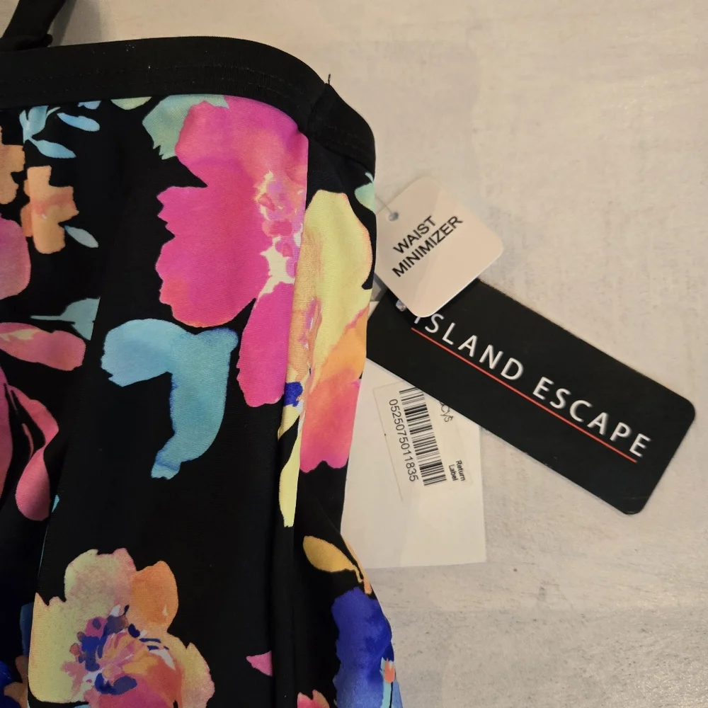 ISLAND ESCAPE Multicolor Floral Tankini Swim Top, NWT Size 10